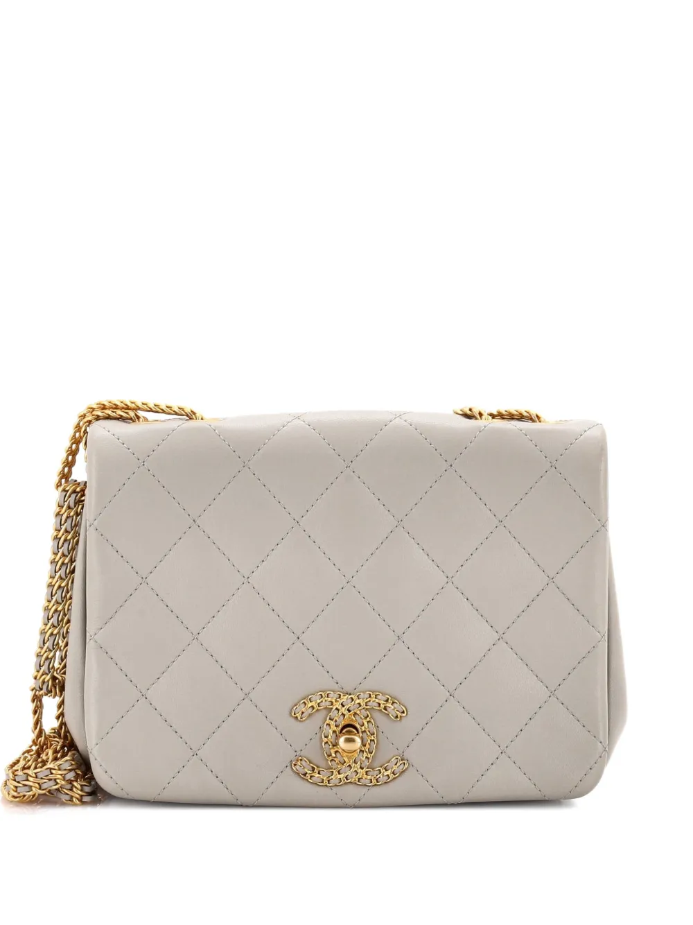 CHANEL Pre-Owned On And On Full Flap Bag Quilted Lambskin Small crossbody bag - Grigio