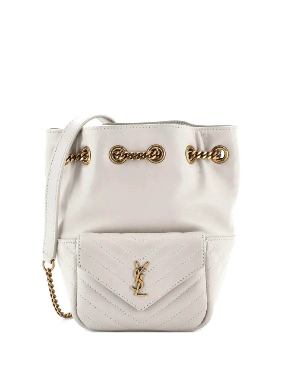 Saint Laurent Pre-Owned Joe Matelasse Chevron Leather Mini bucket bag - Toni neutri