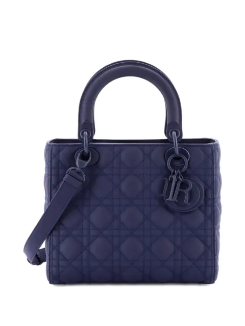 Christian Dior Pre-Owned Ultra Matte Lady Dior Cannage gewatteerde medium kalfsleren tas