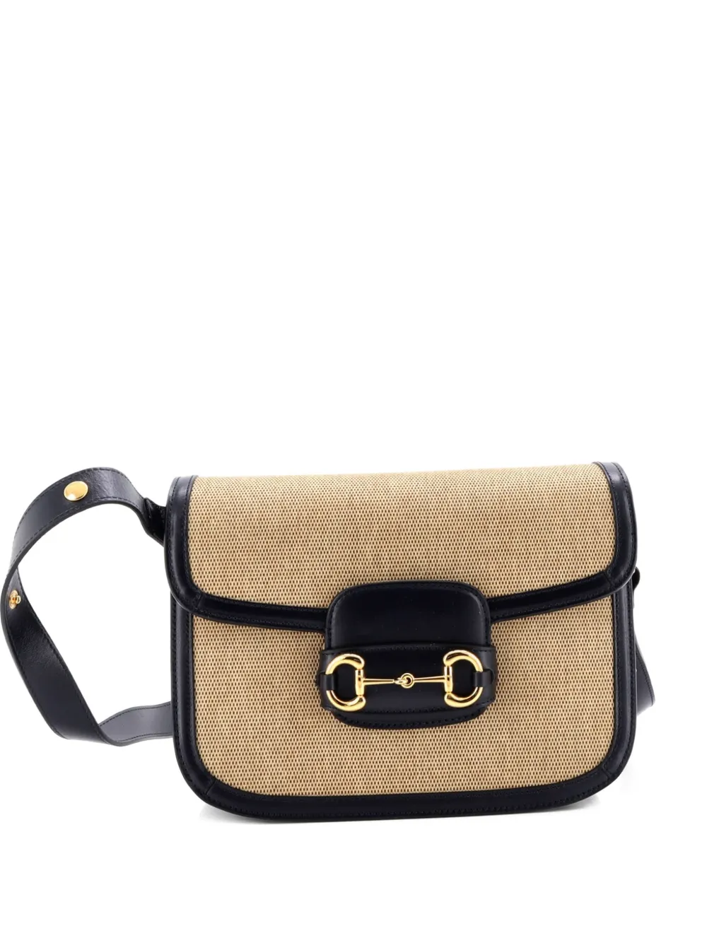 Gucci Pre-Owned Horsebit 1955 Canvas and Leather Small shoulder bag - Toni neutri