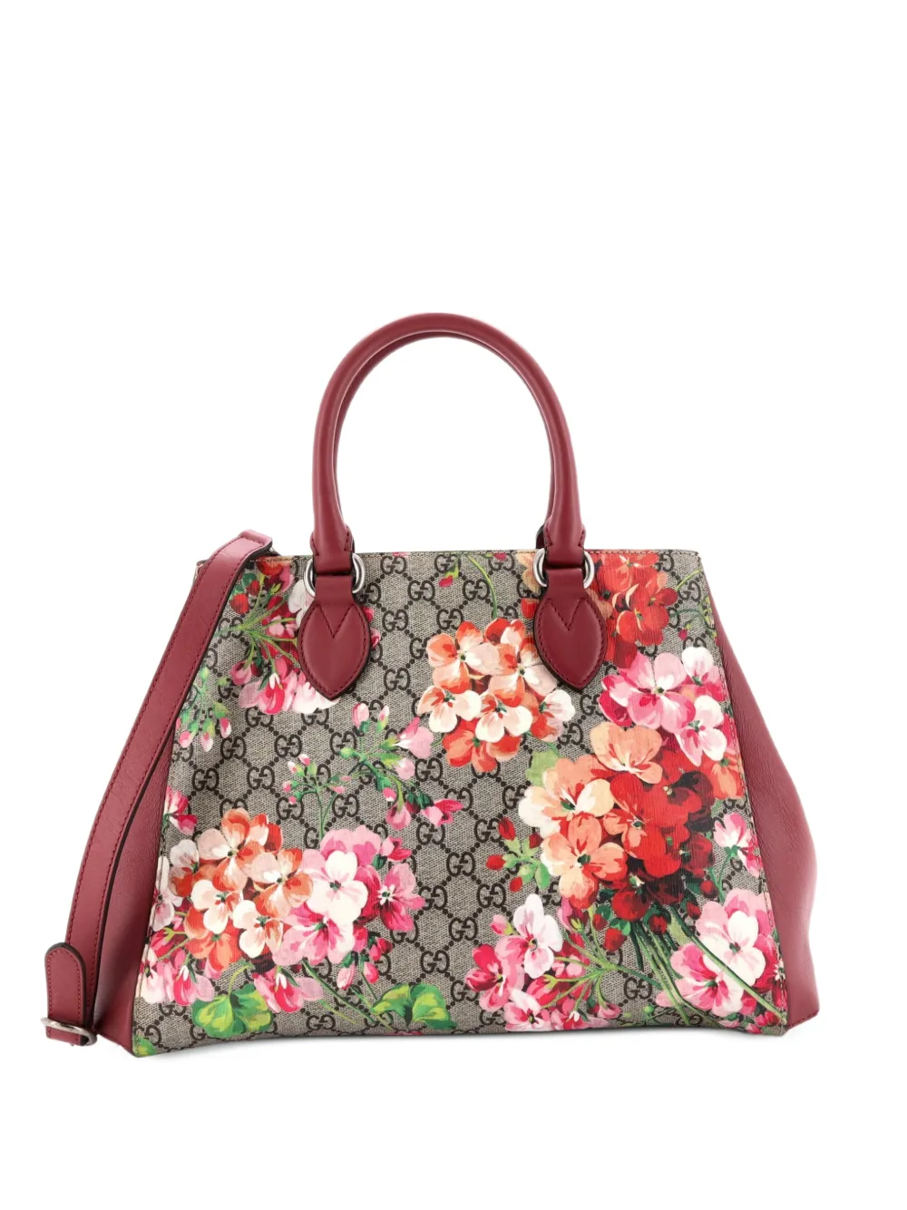 Gucci Pre-Owned Convertible Shopping Blooms Print GG Coated Canvas Large tote bag - Marrone