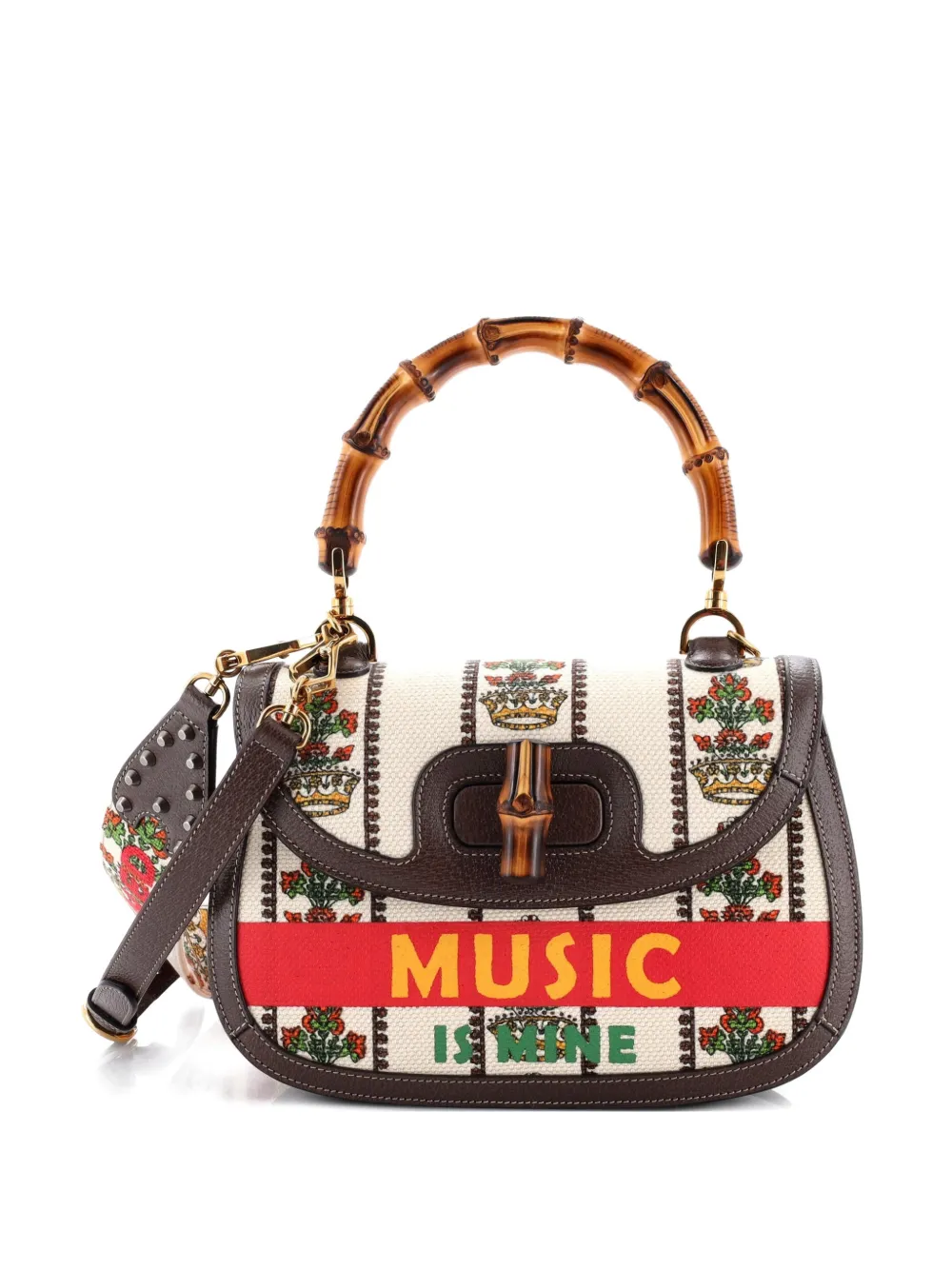 Gucci Pre-Owned Bamboo 1947 Top Handle Bag Limited Edition 100 Centennial Printed Canvas Medium crossbody bag - Marrone