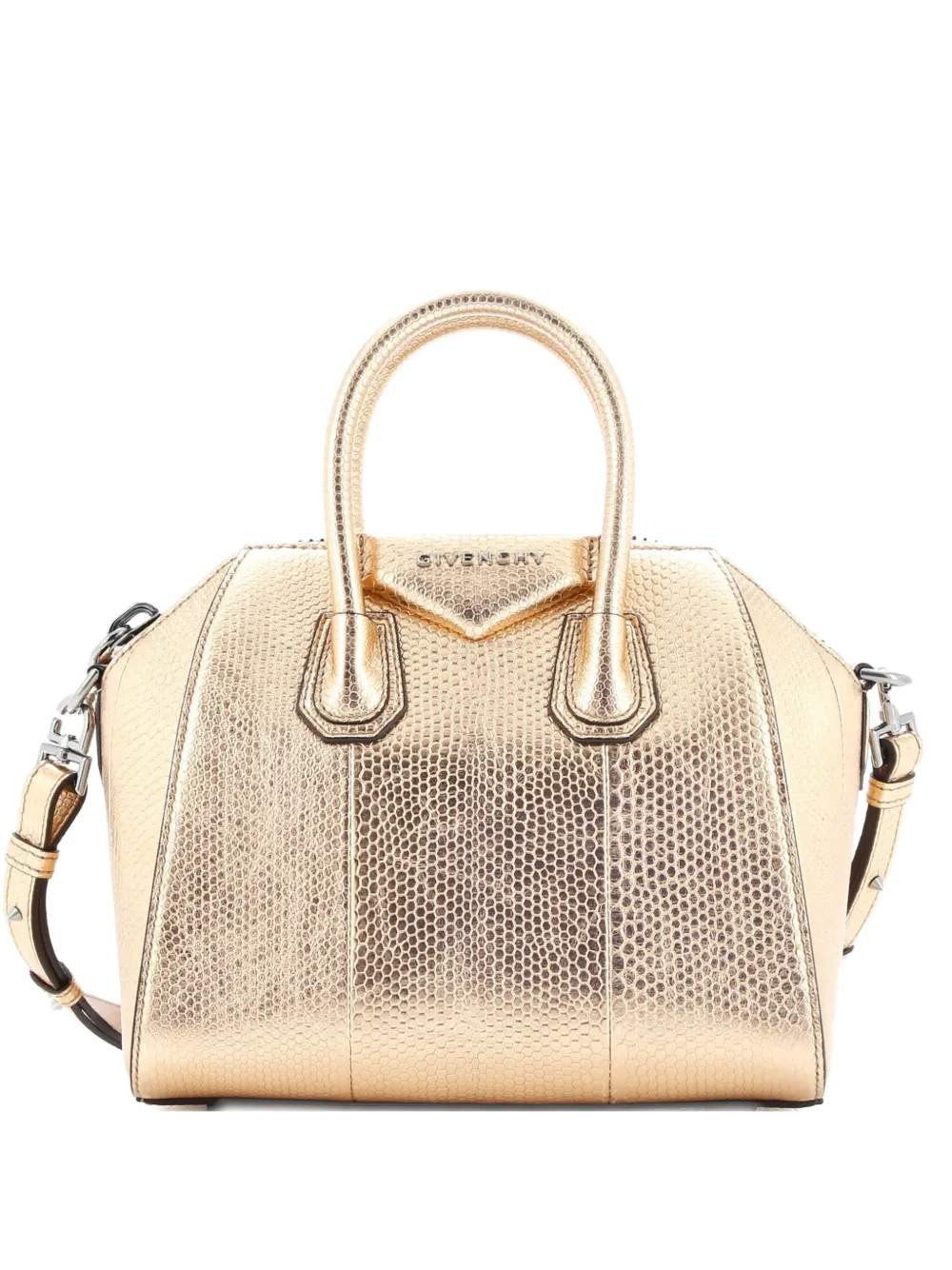 Givenchy Pre-Owned Antigona Bag Snakeskin Embossed Leather Mini shoulder bag - Oro