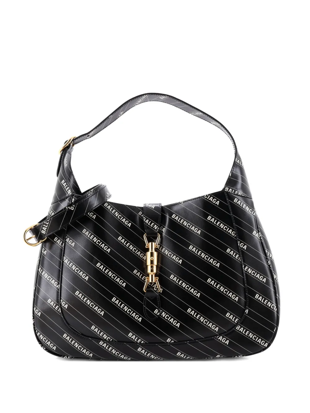 Gucci Pre-Owned x Balenciaga The Hacker Project Jackie 1961 Printed Leather Medium hobo bag - Nero