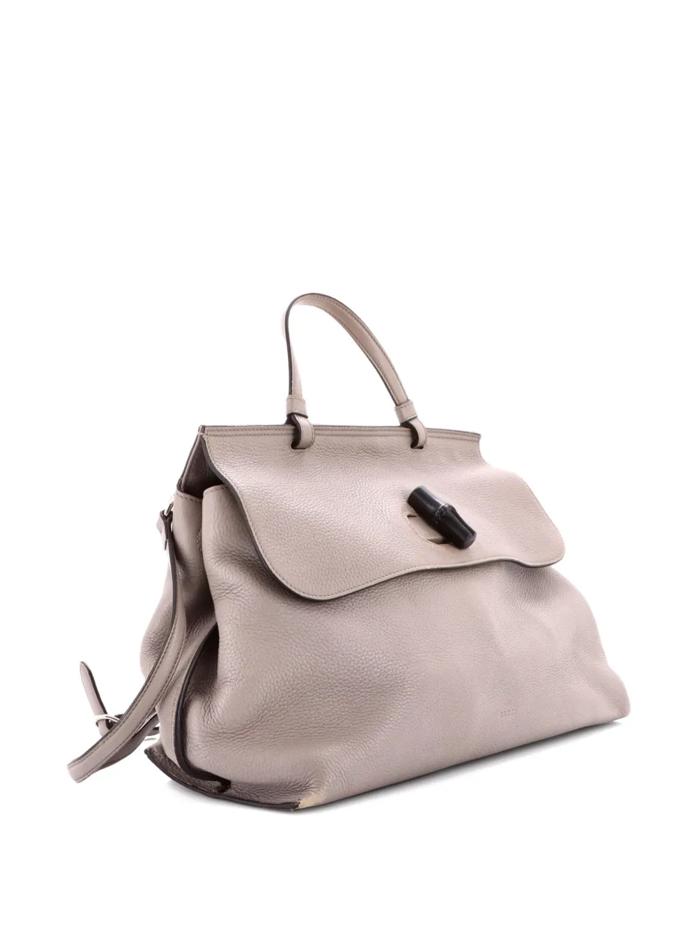  Gucci Pre-owned Bamboo Daily Top Handle Bag Leather Large Satchel - Grey 