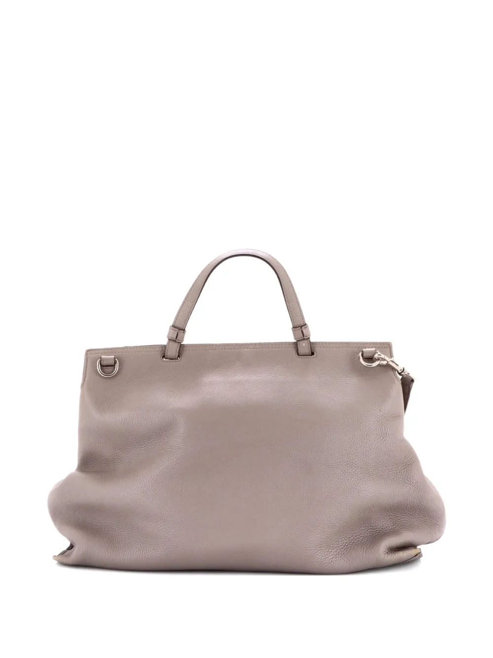  Gucci Pre-owned Bamboo Daily Top Handle Bag Leather Large Satchel - Grey 