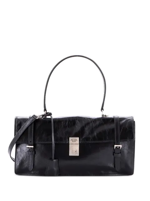 Prada Pre-Owned Lux Double Buckle Flap Bag Soft Calfskin Medium satchel