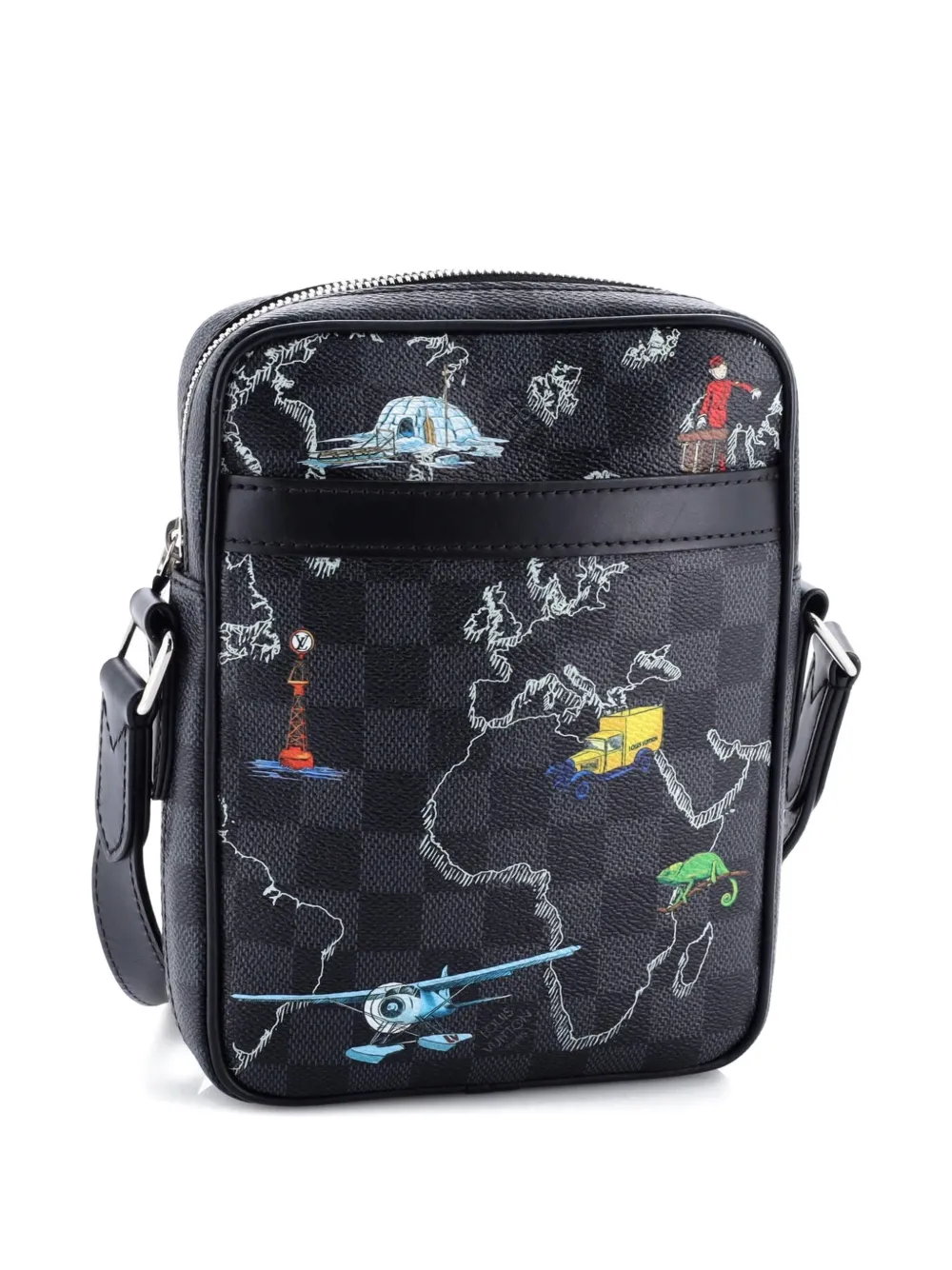 Danube Slim Bag Limited Edition Renaissance Map Damier Graphite Pm Crossbody Bag