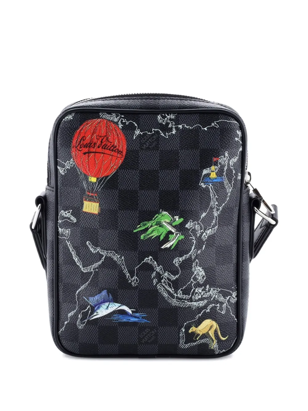 Danube Slim Bag Limited Edition Renaissance Map Damier Graphite Pm Crossbody Bag