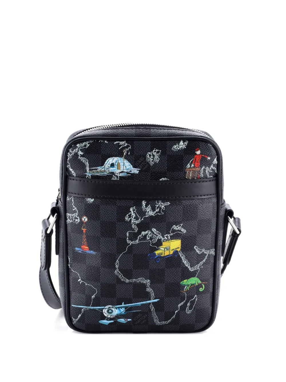 Louis Vuitton Pre-Owned Danube Slim Bag Limited Edition Renaissance Map Damier Graphite PM crossbody bag - Nero