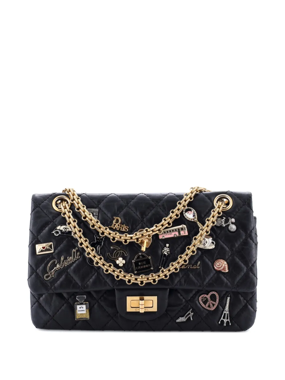 CHANEL Pre-Owned Lucky Charms Reissue 2.55 Flap Bag Quilted Aged Calfskin 225 shoulder bag - Nero
