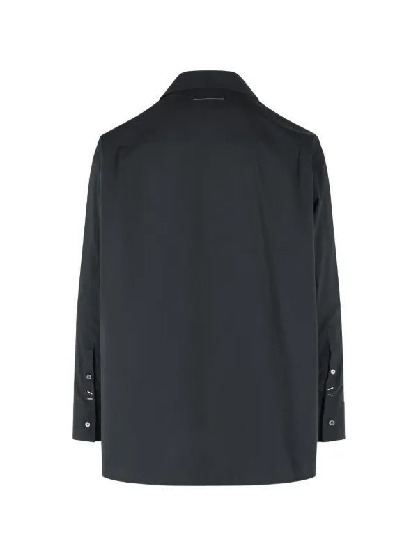 MM6 Maison Margiela Pointed Collar Staple Detail Shirt | Black