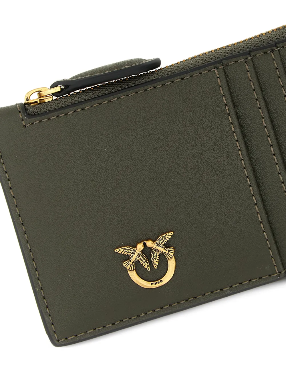  Pinko Airone Leather Logo-plaque Card Holder - Green 