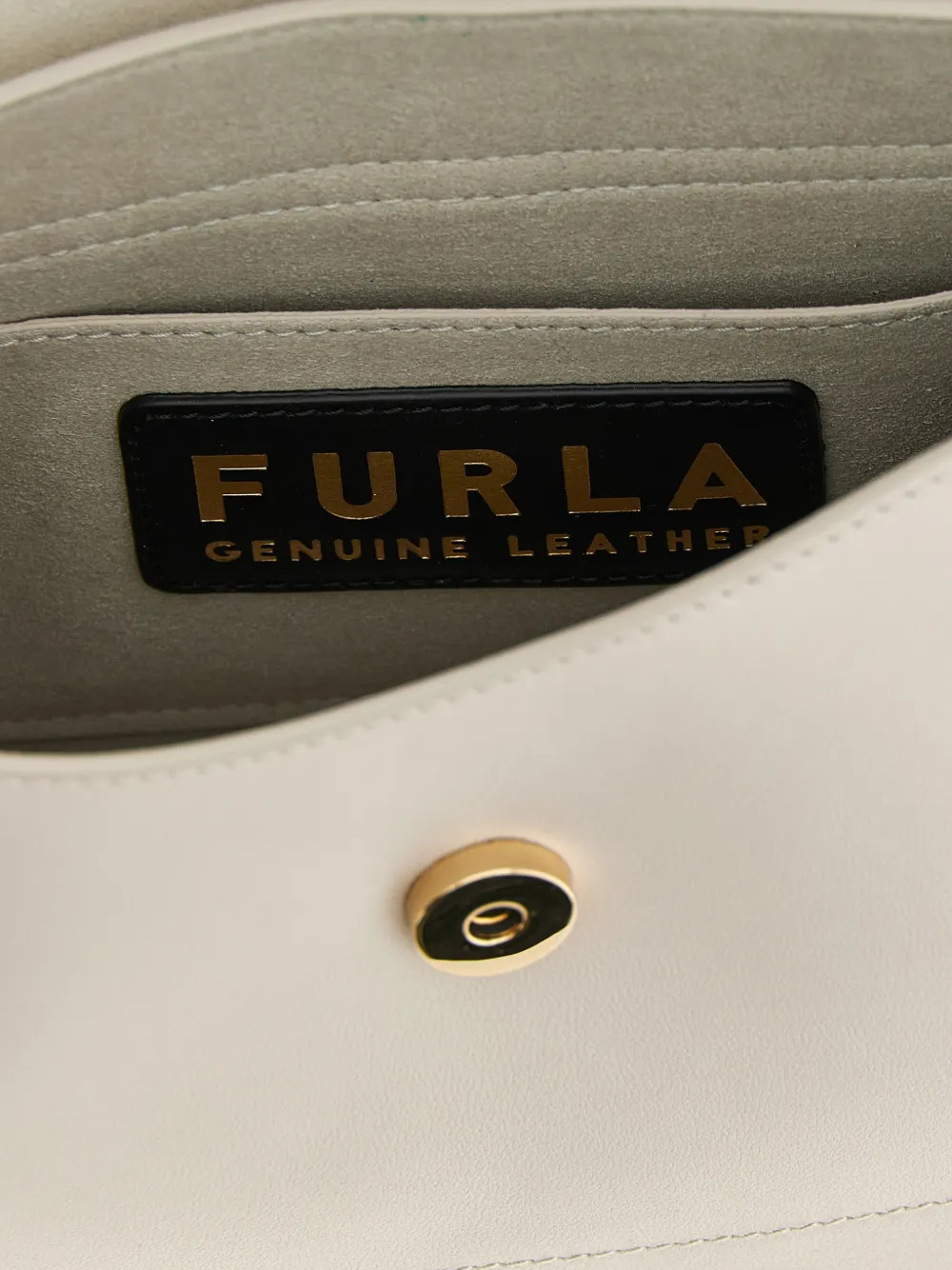 Furla Flow leren schoudertas Beige