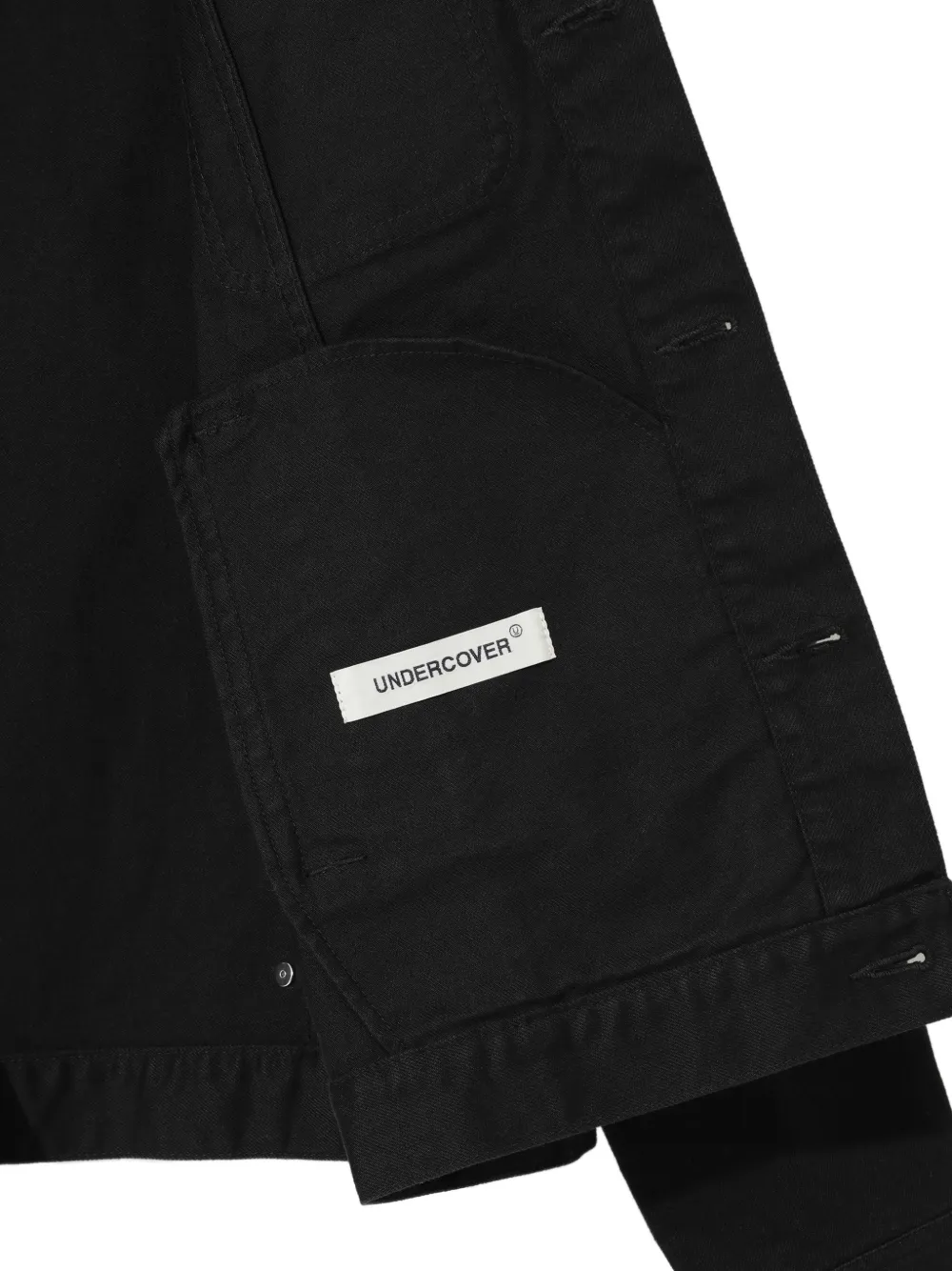 Undercover Katoenen denim jack met rafeling Zwart