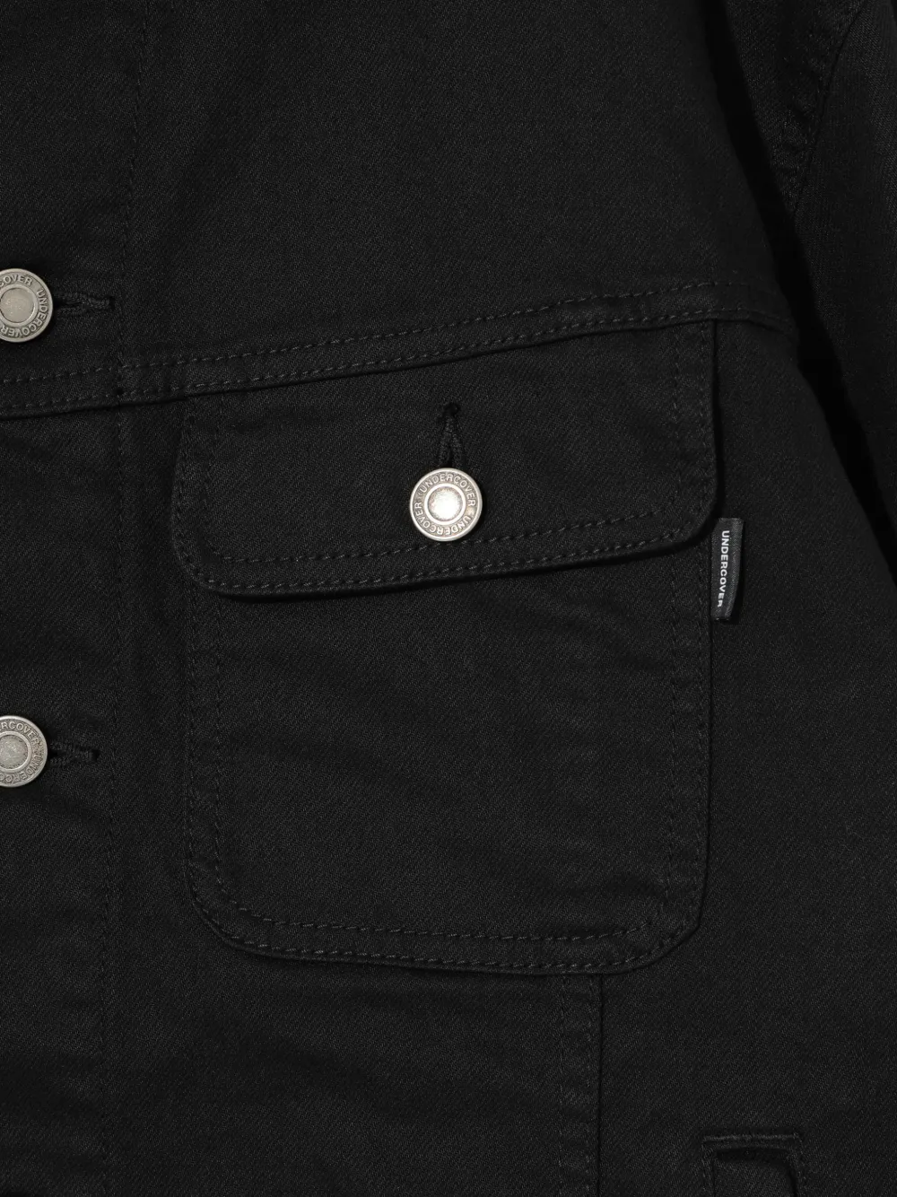Undercover Katoenen denim jack met rafeling Zwart