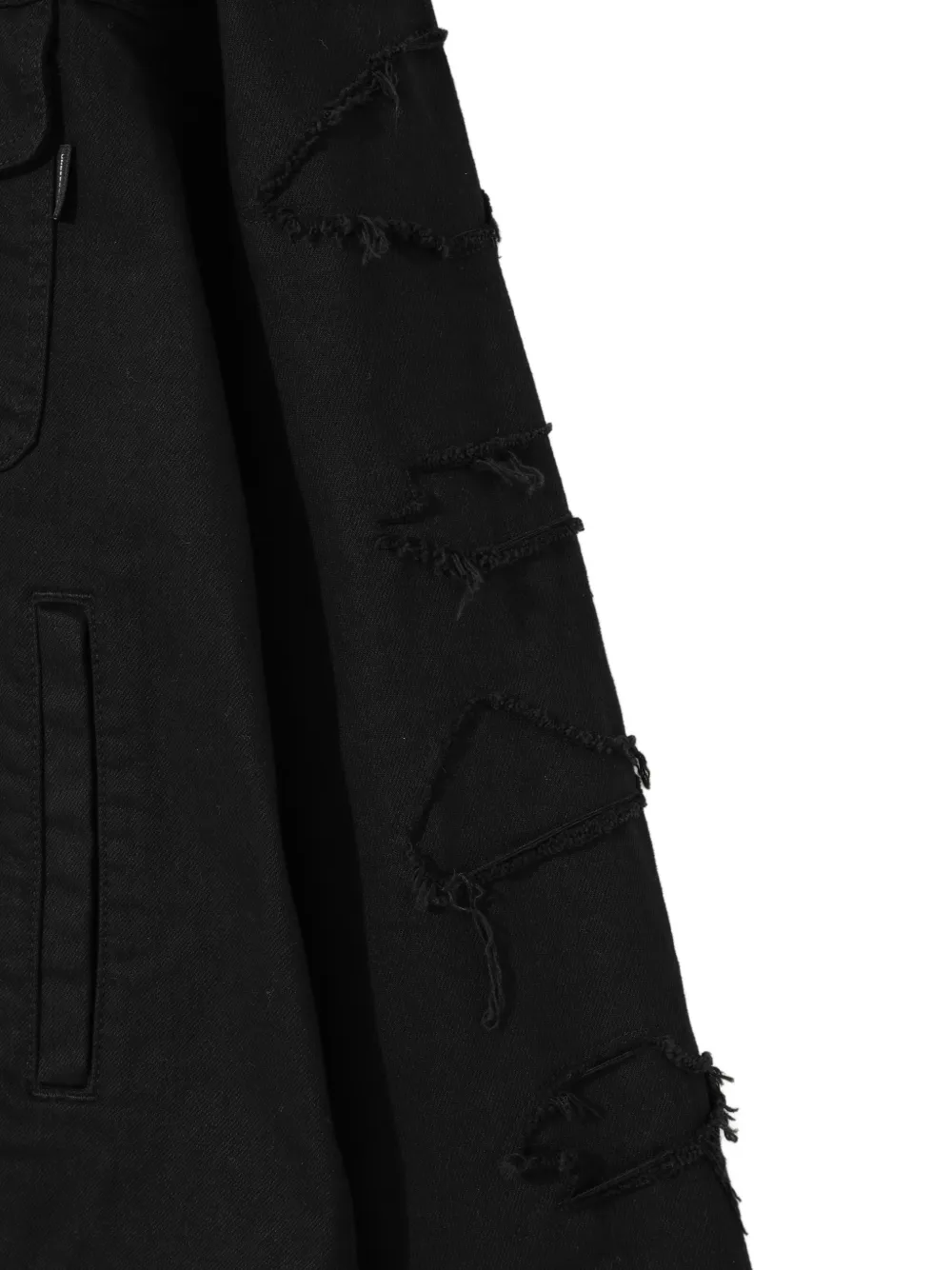 Undercover Katoenen denim jack met rafeling Zwart