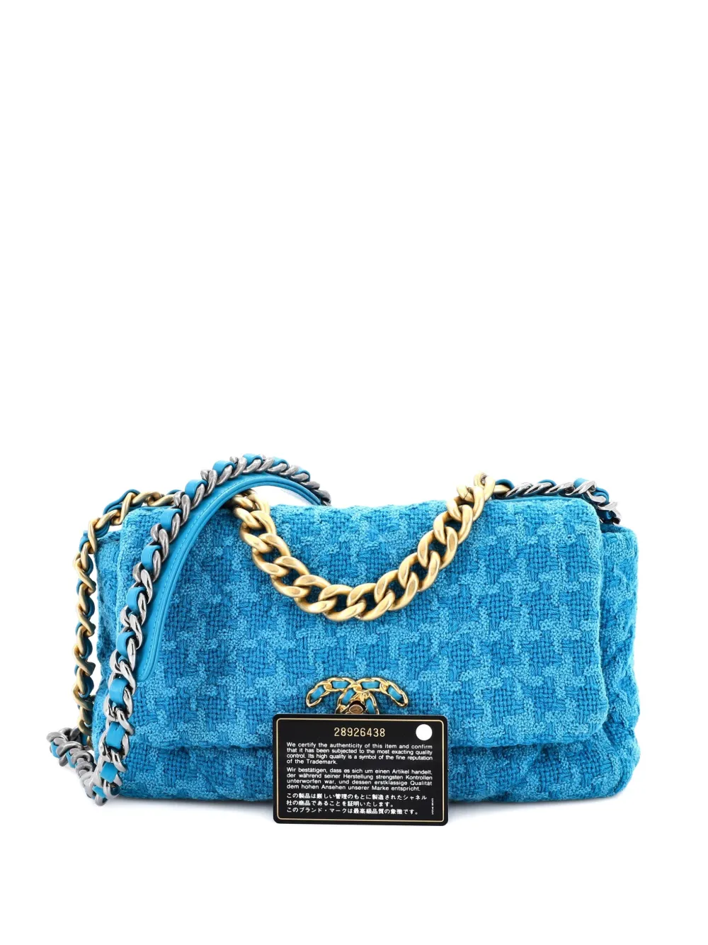CHANEL Pre-Owned 19 Flap Bag Quilted Tweed Medium crossbody bag - Blu