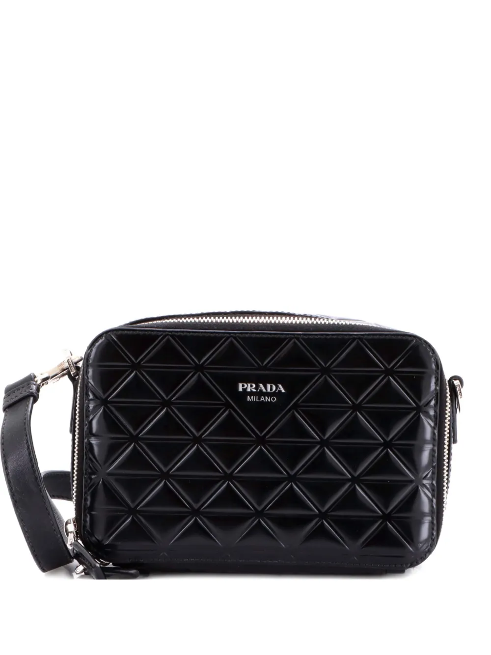 Prada Pre-Owned Brique Camera Embossed Leather crossbody bag - Nero