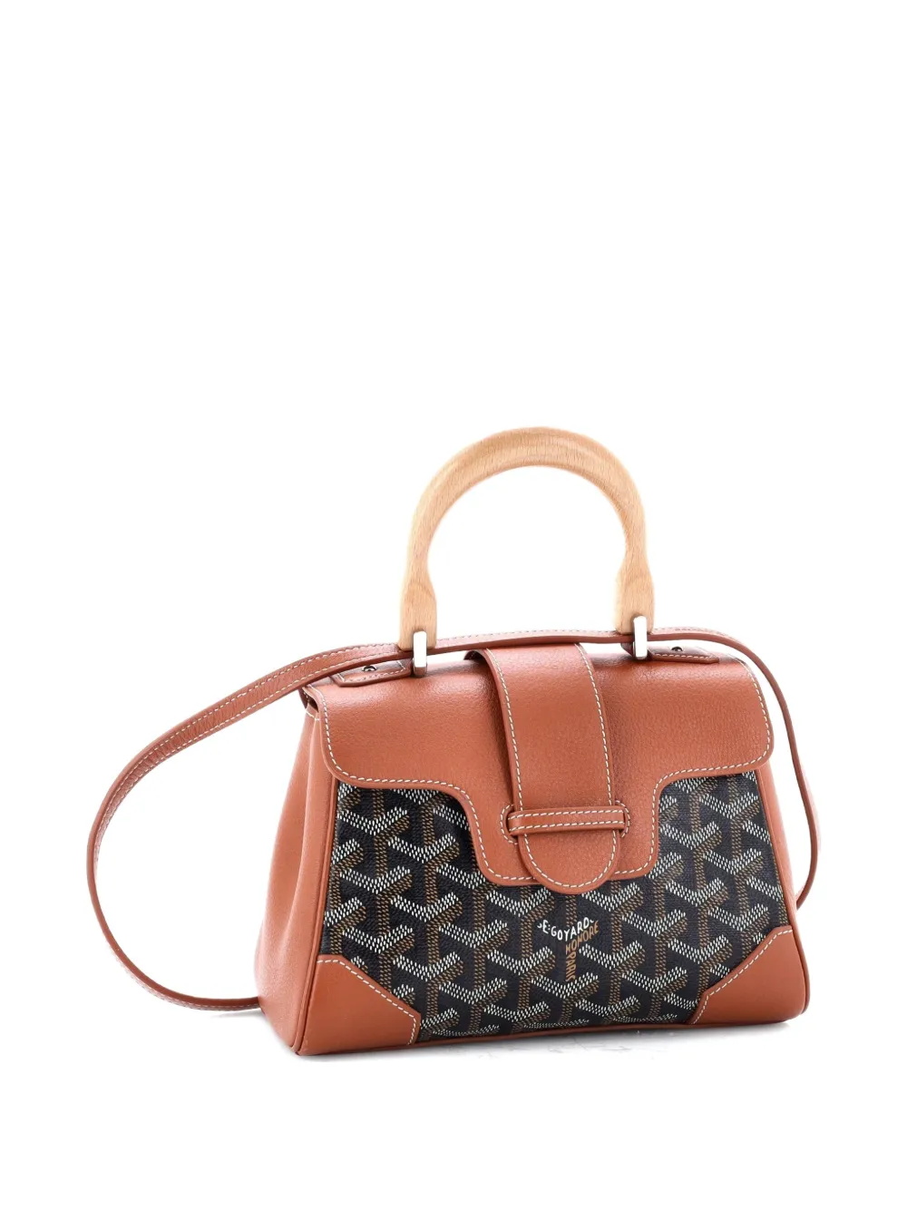 Saigon Top Handle Bag Coated Canvas With Leather Mini Shoulder Bag