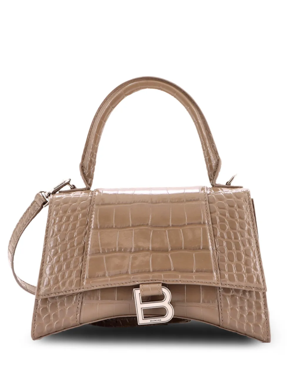 Balenciaga Pre-Owned Hourglass Top Handle Bag Crocodile Embossed Leather Small crossbody bag - Marrone
