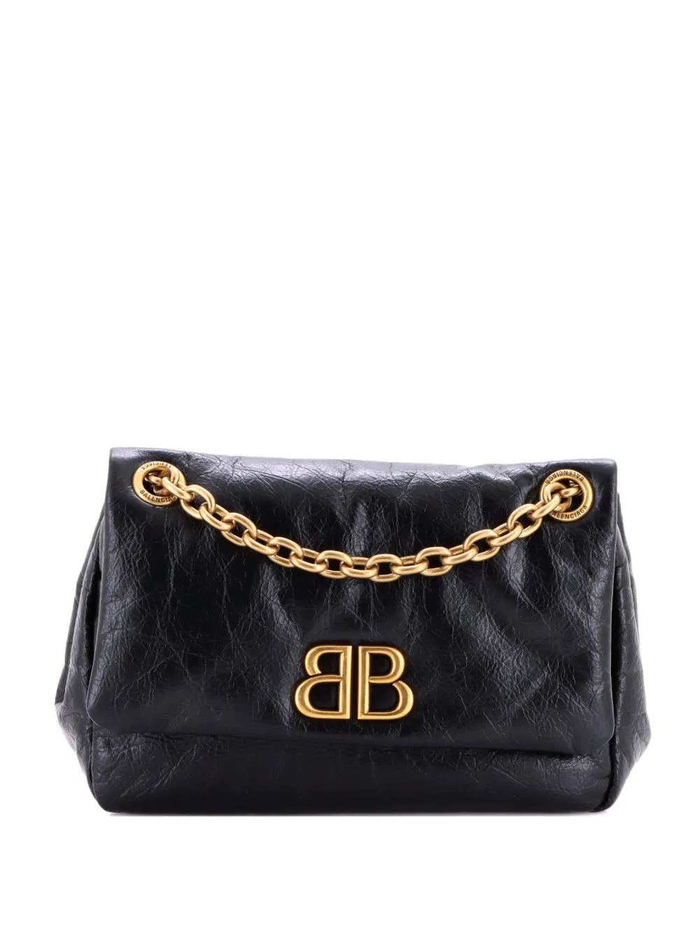 Balenciaga Pre-Owned Monaco Chain Flap Leather Mini shoulder bag - Nero