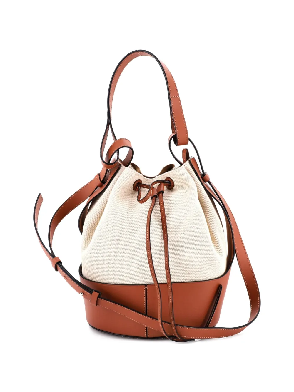 Loewe Pre-Owned Balloon Canvas and Leather Medium bucket bag - Marrone