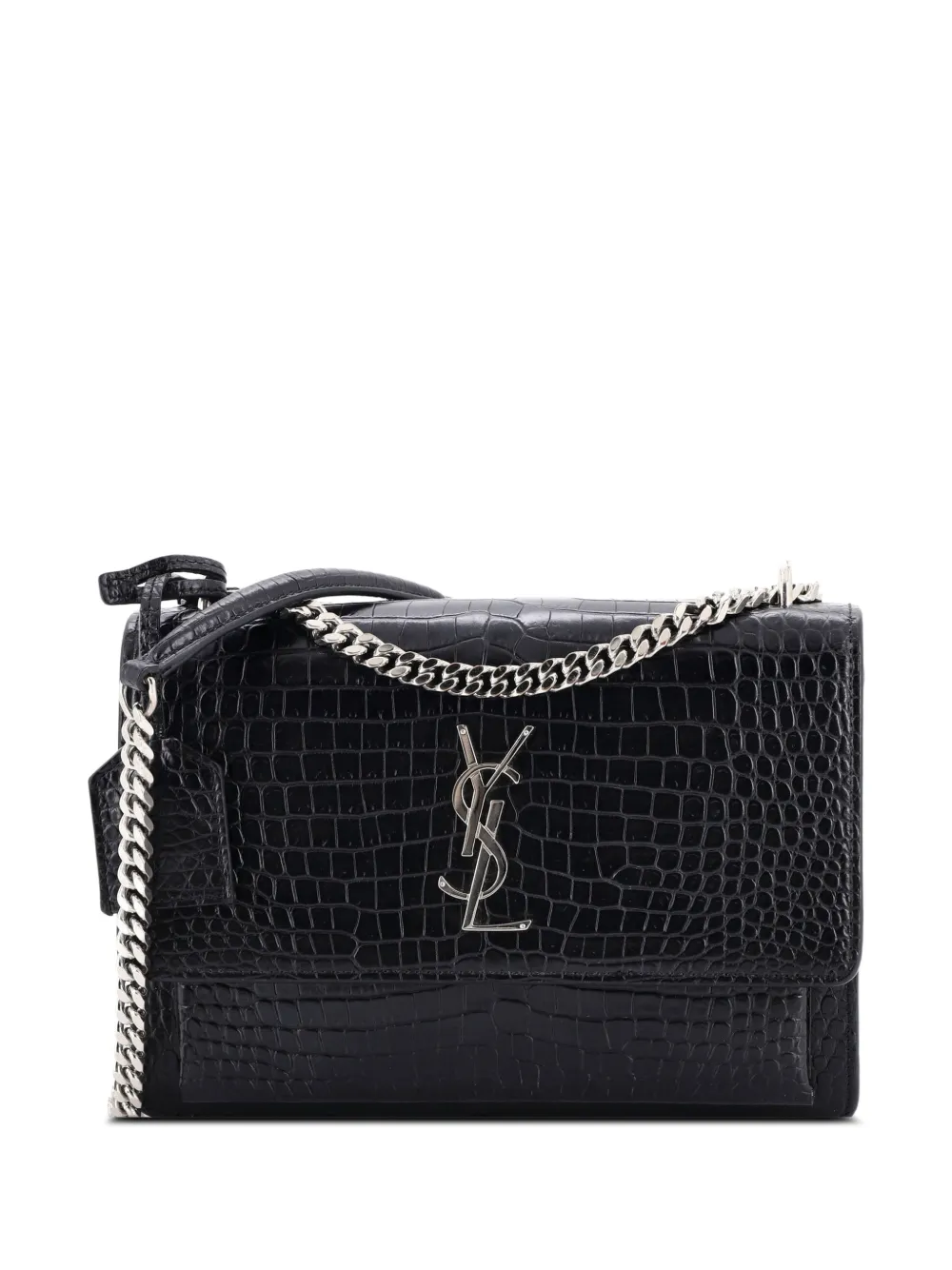 Saint Laurent Pre-Owned Sunset Crocodile Embossed Leather Medium crossbody bag - Nero