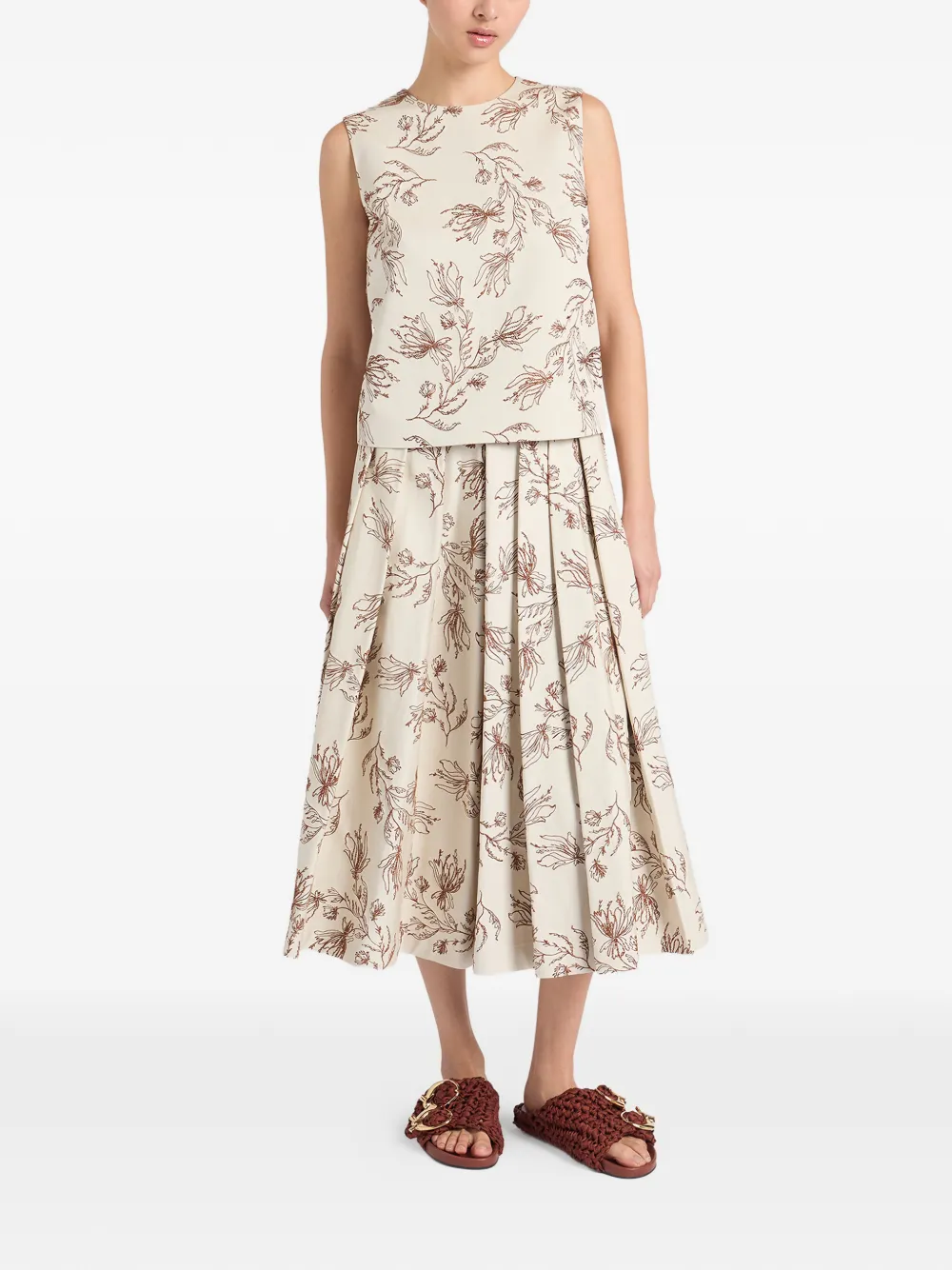  Ports 1961 Floral Midi Skirt - Neutrals 