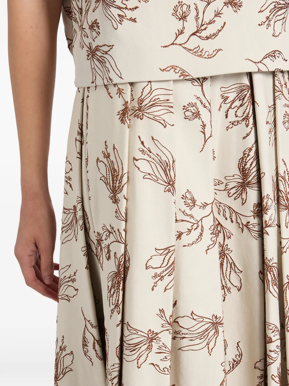 Ports 1961 Midi-rok met bloemenprint Beige
