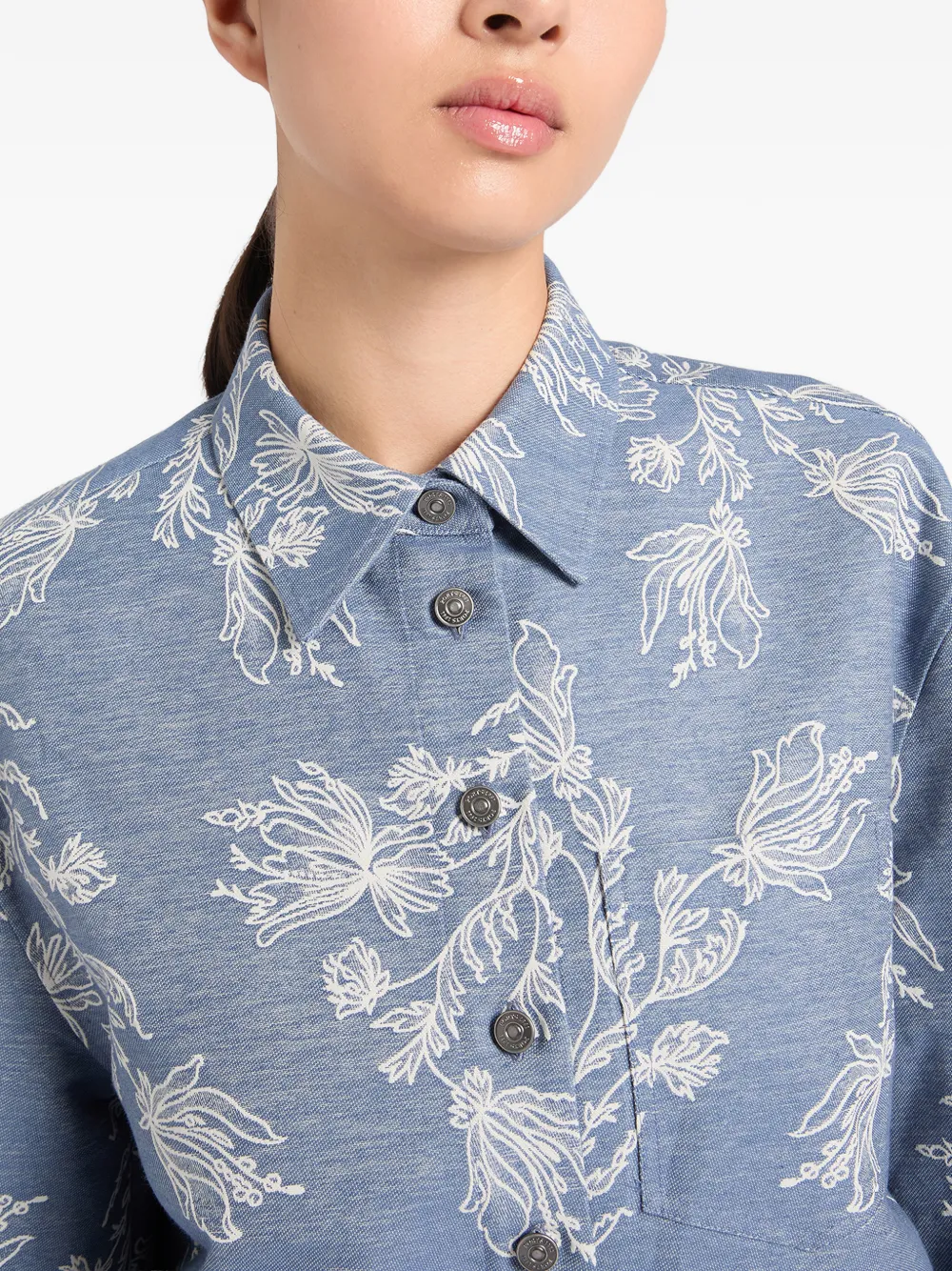 Ports 1961 Jack met geborduurde bloemen Blauw