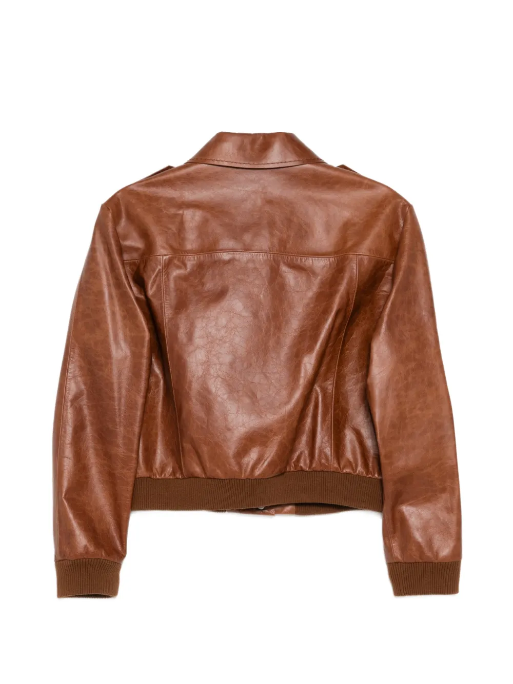 Ports 1961 Leren jack met opgestikte zak Bruin