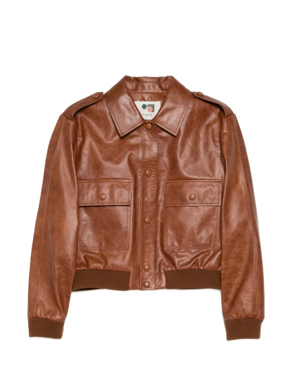 Ports 1961 Giacca in pelle con tasche applicate - Marrone