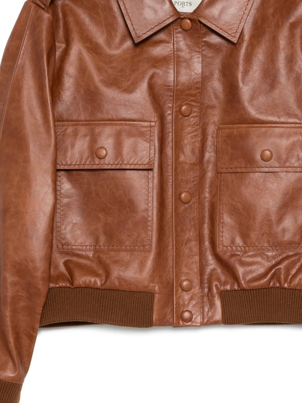 Ports 1961 Leren jack met opgestikte zak Bruin