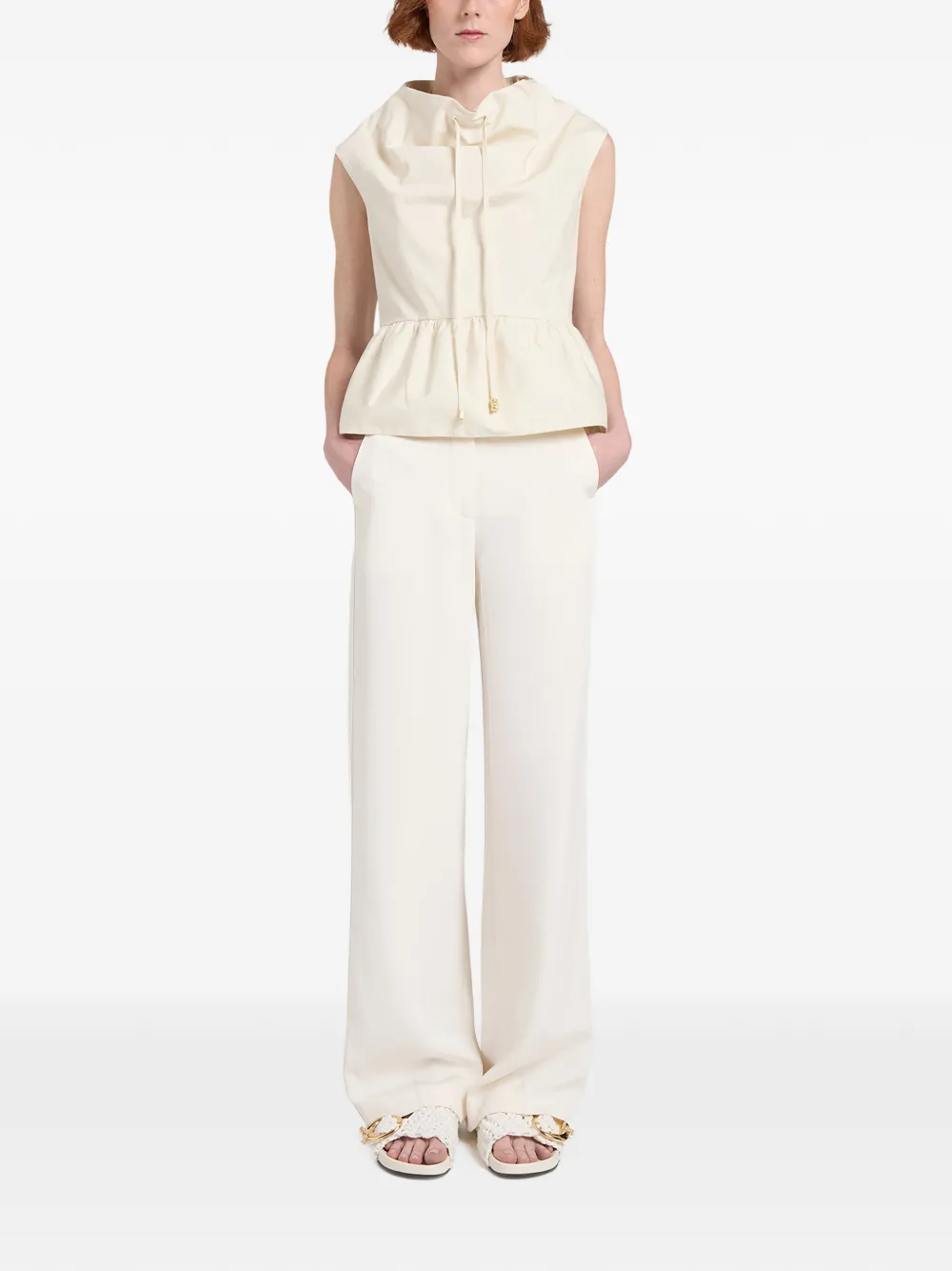 Ports 1961 Gedrapeerde peplum top Beige