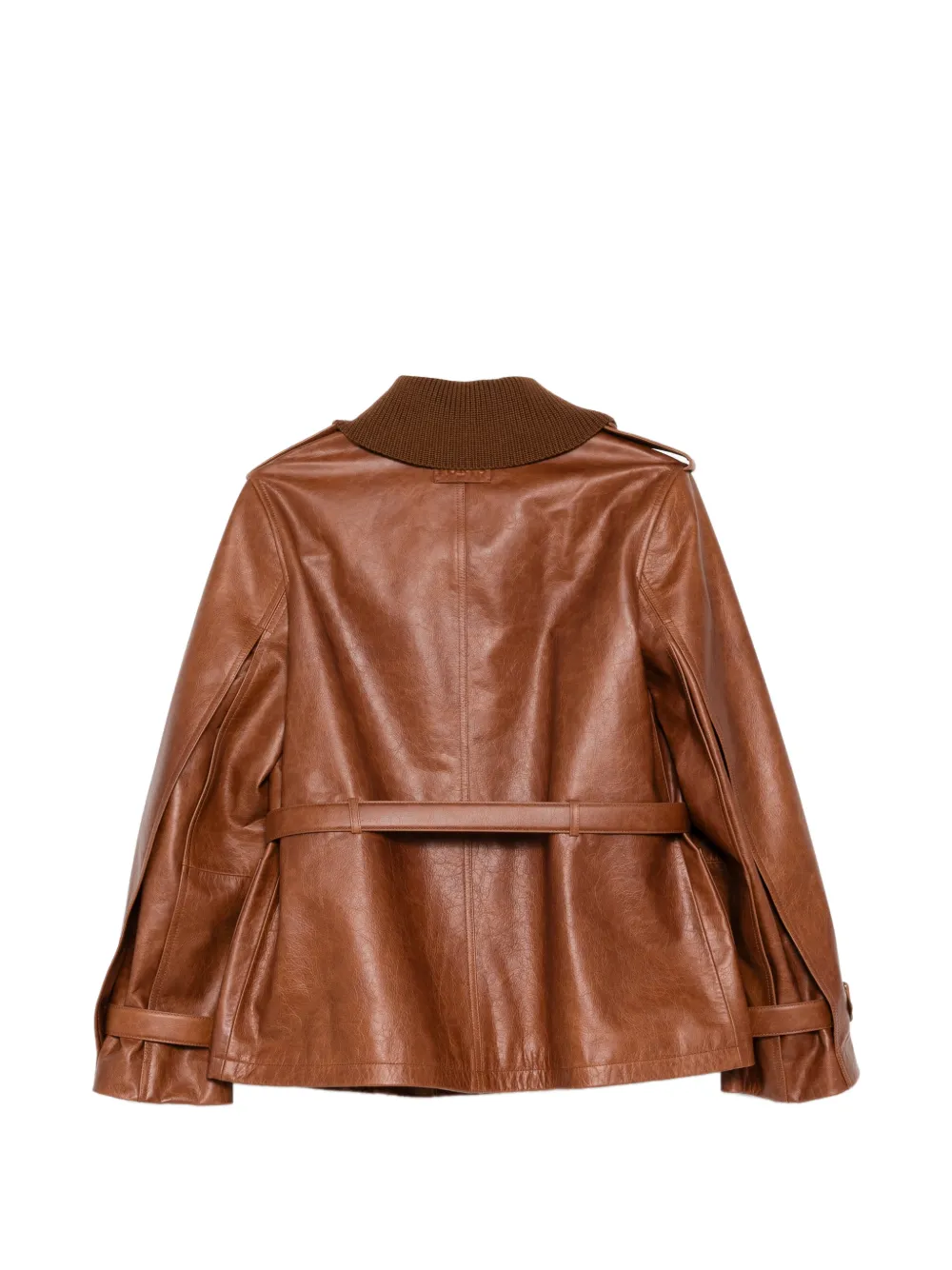 Ports 1961 Leren jack met ceintuur Bruin
