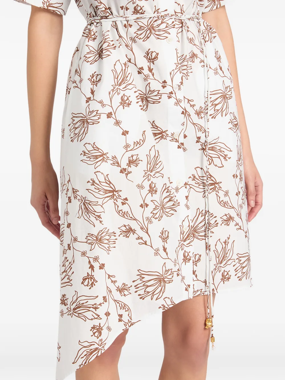 Ports 1961 Asymmetrische midi-jurk met bloemen Wit