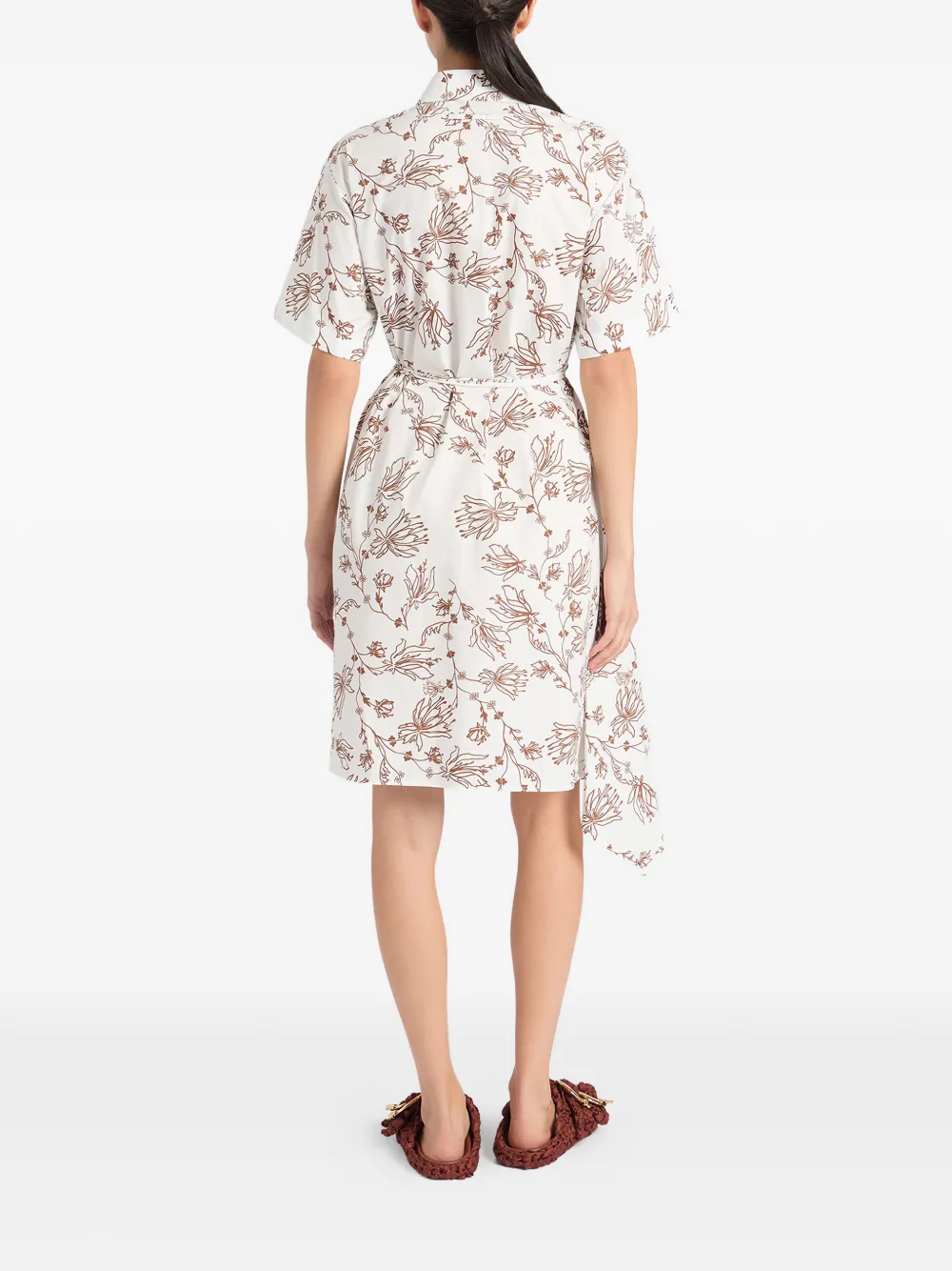 Ports 1961 Asymmetrische midi-jurk met bloemen Wit