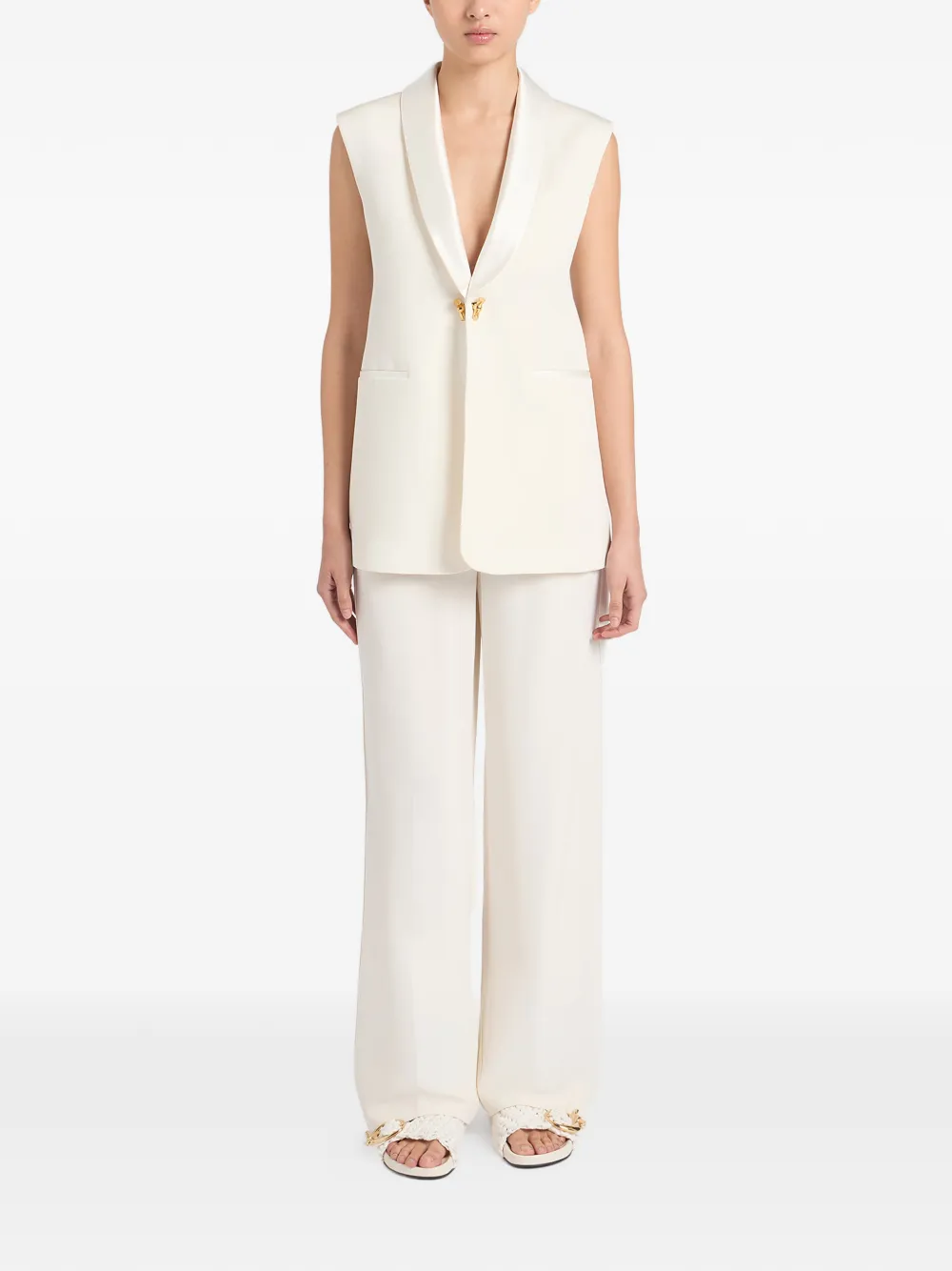 Ports 1961 Shawl-collar Sleeveless Blazer - Neutrals 