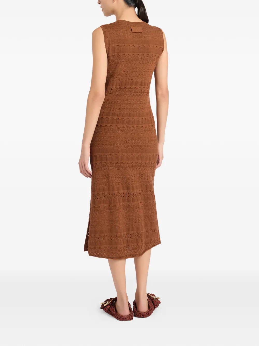 Ports 1961 Gebreide midi-jurk Bruin