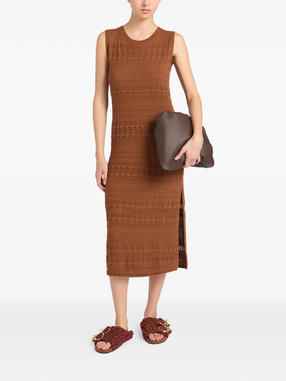Ports 1961 Gebreide midi-jurk Bruin