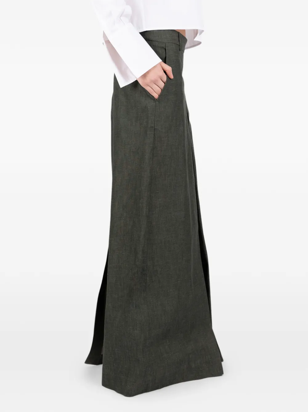 Société Anonyme Victoria maxi-rok met split Groen