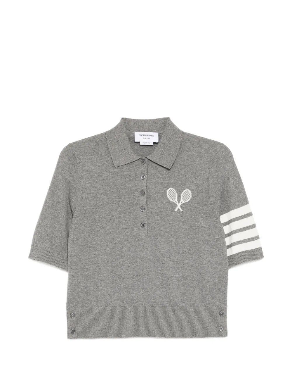 Thom Browne tennis-intarsia polo shirt - Grau
