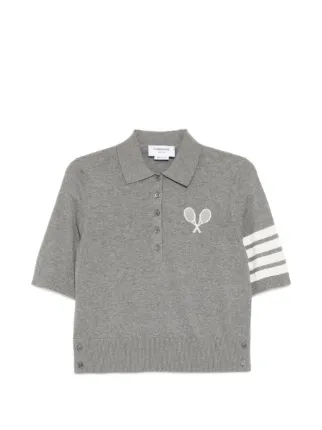 Thom Browne テニスインターシャ ポロシャツ | グレー | FARFETCH JP