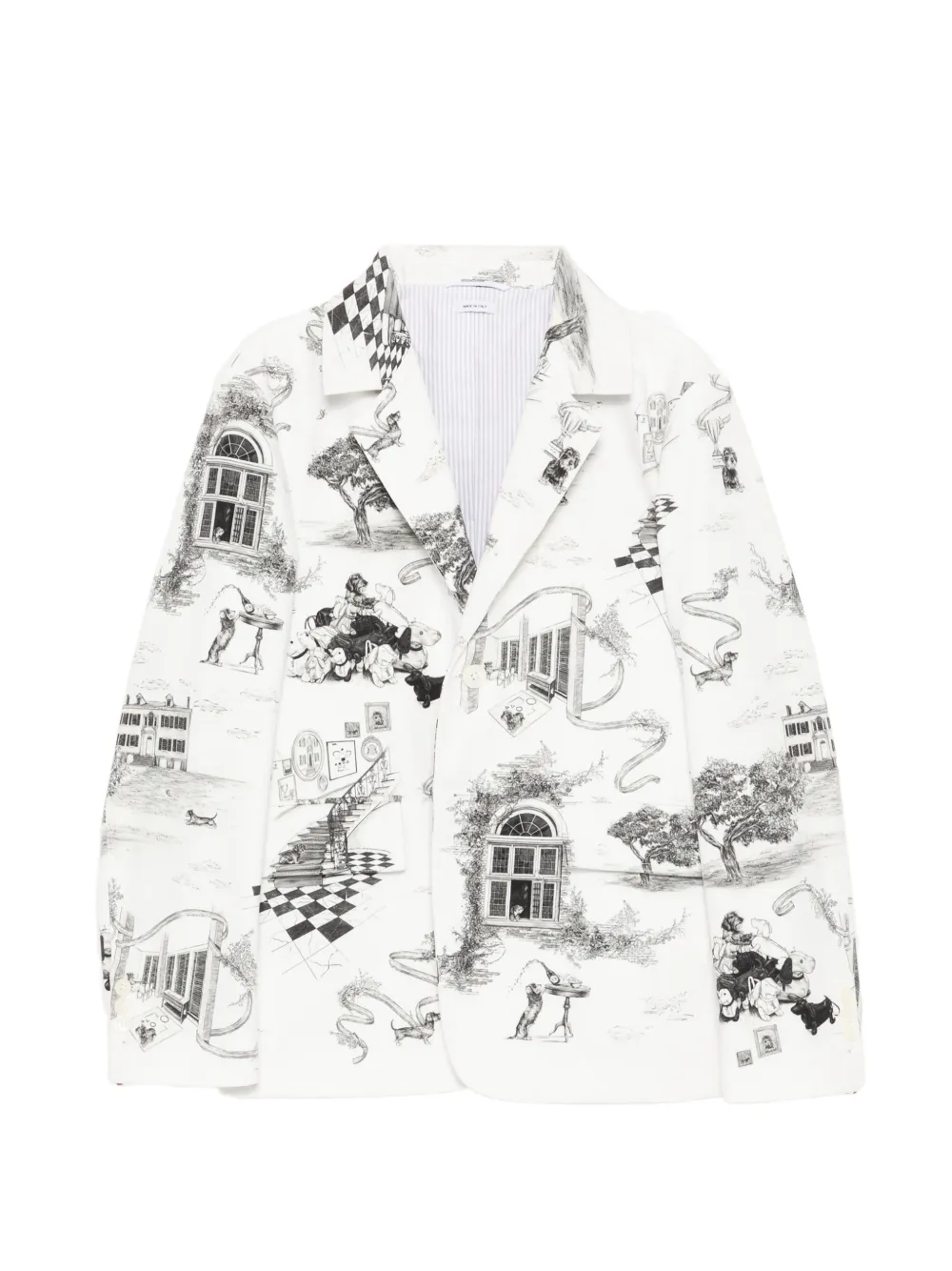 Thom Browne graphic-print single-breasted blazer - White