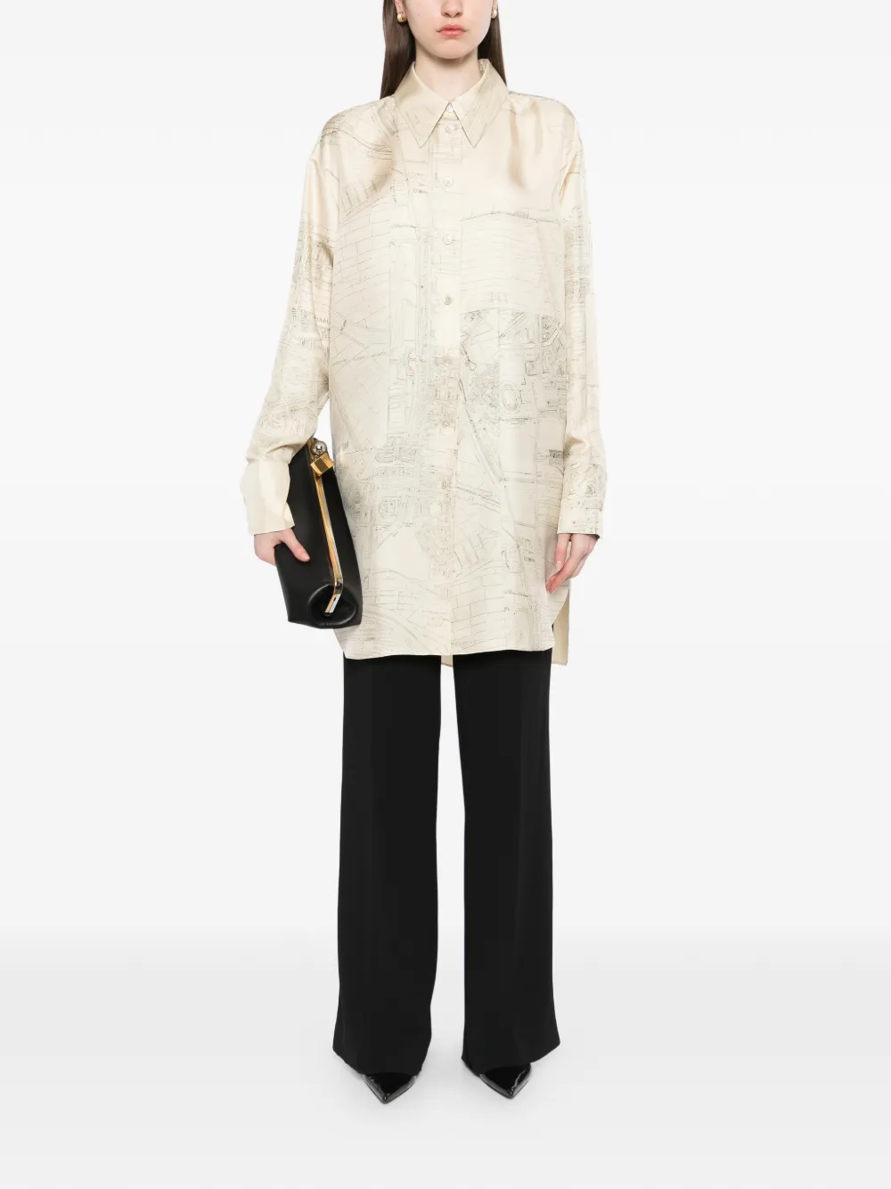  Róhe Map-print Shirt - Neutrals 