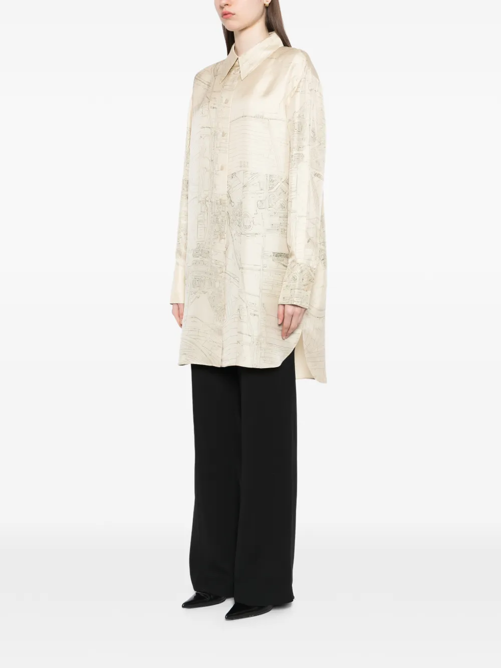  Róhe Map-print Shirt - Neutrals 