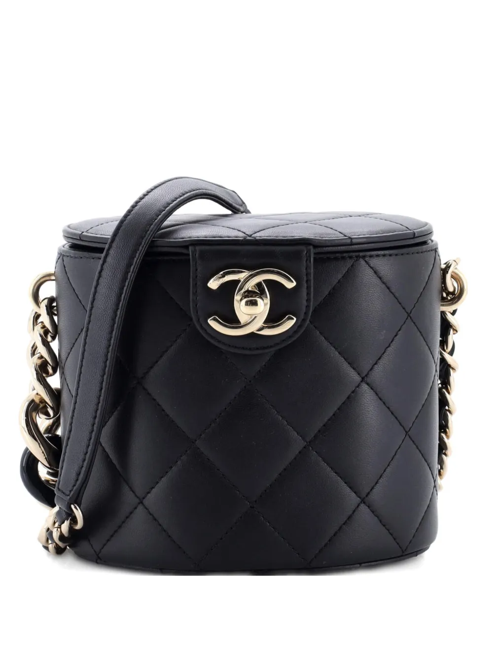 CHANEL Pre-Owned Resin Elegant Chain Tubular Vanity Case Quilted Lambskin Small crossbody bag - Nero