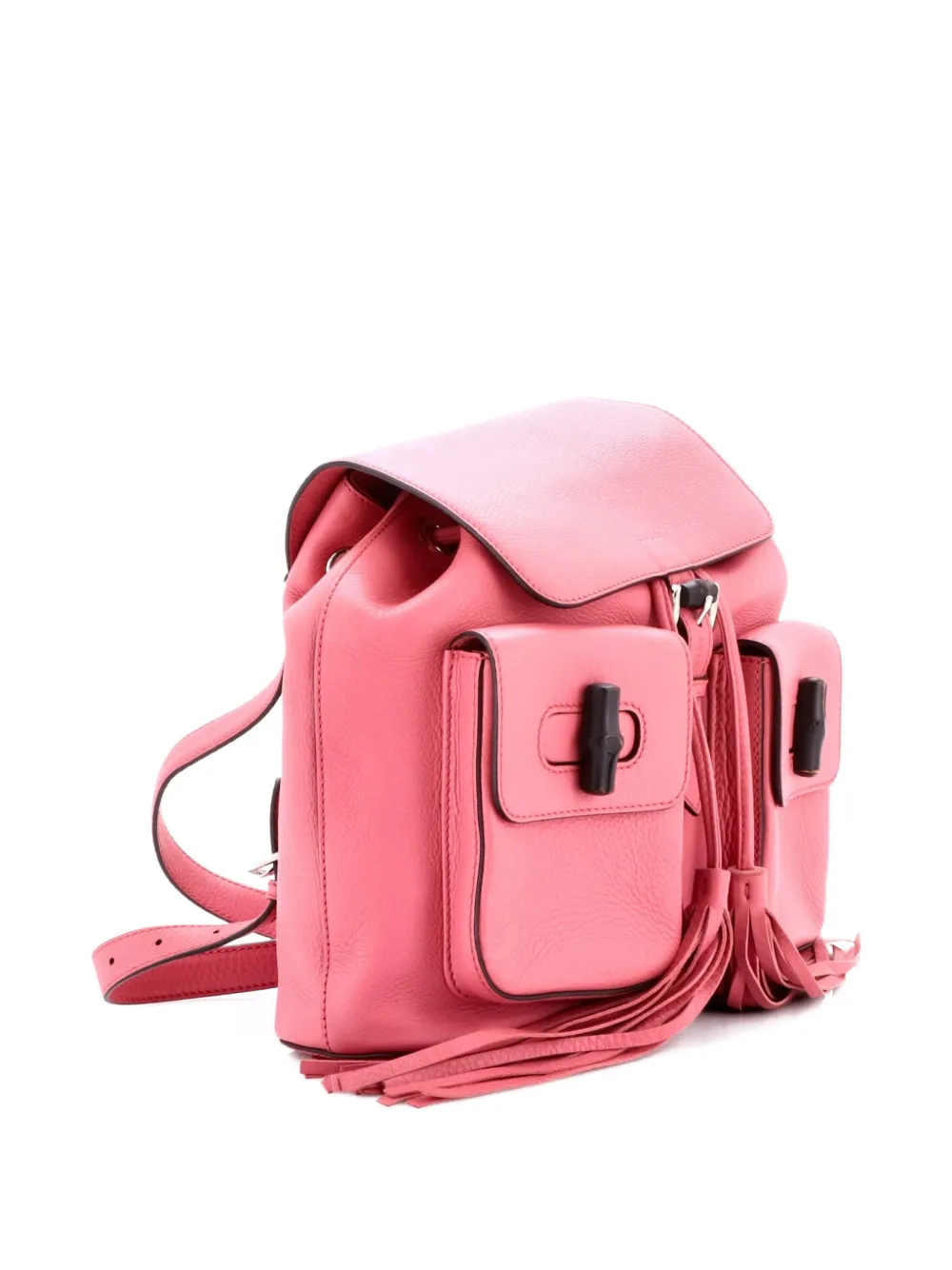 Bamboo Tassel Leather Medium Backpack