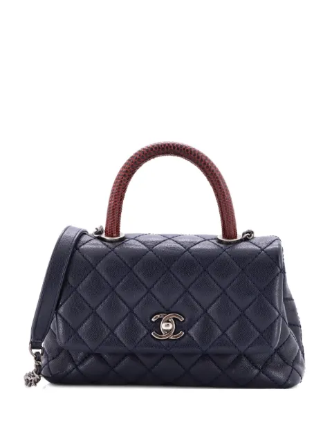 CHANEL Pre-Owned bolsa de hombro Coco mini de piel de lagarto y caviar capitonada con asa en el tope